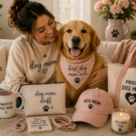 Dog mom with golden retriever and dog mom gifts