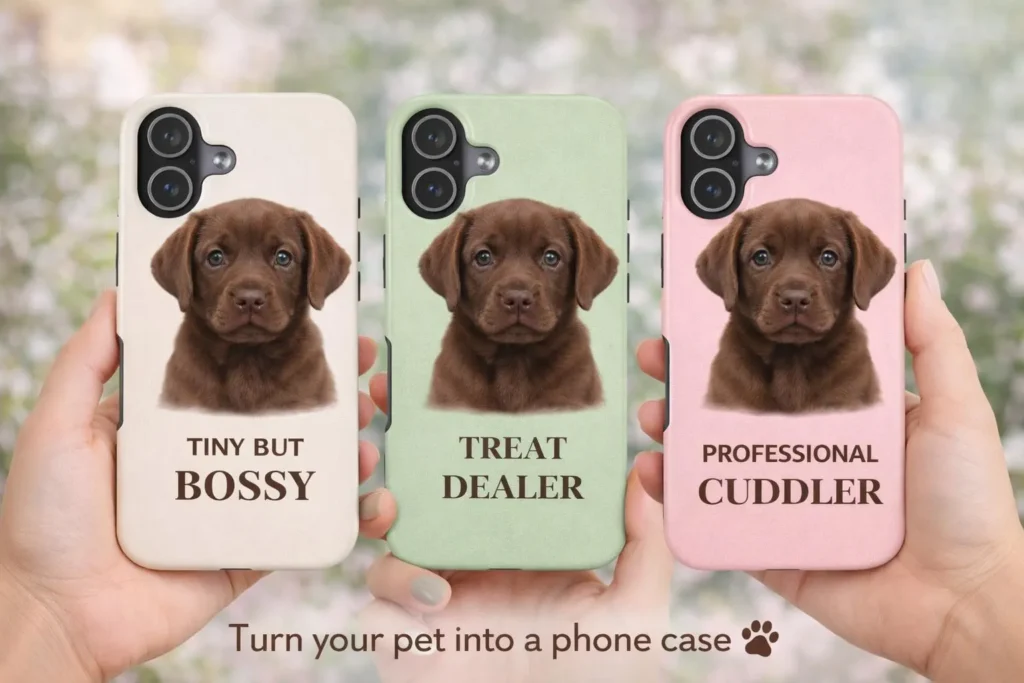 Personalized phone cases with custom dog photo and funny pet text