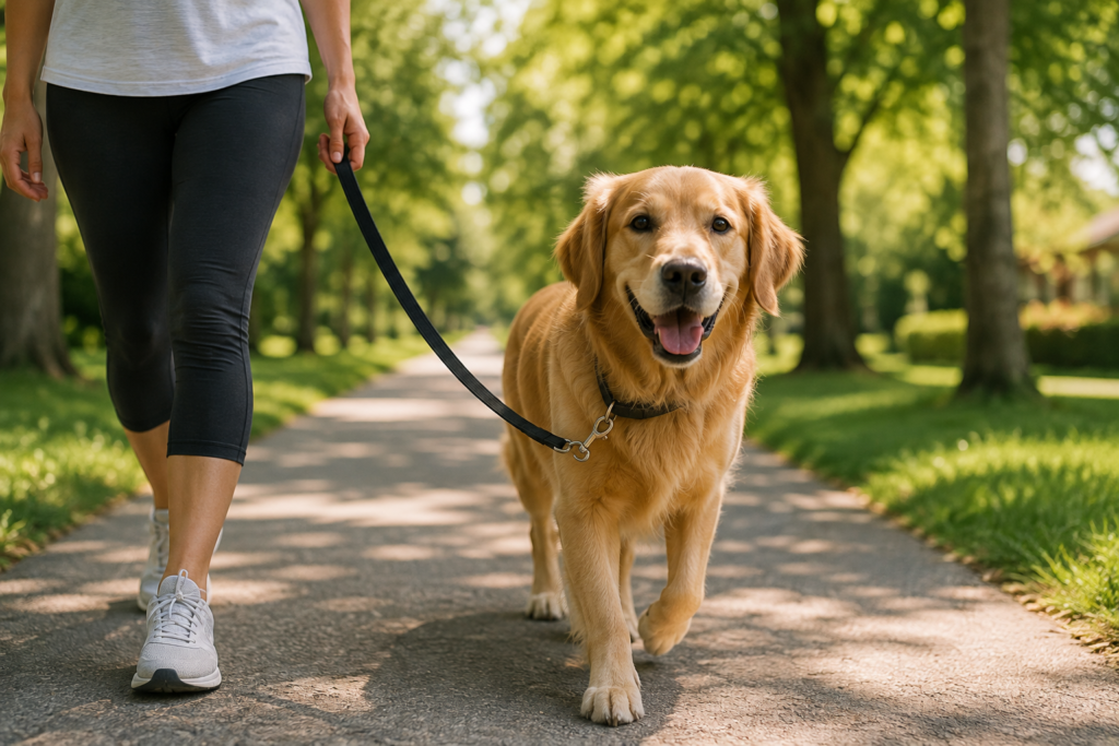 How Often Should You Walk Your Dog? A Simple Guide for Every Dog Owner Golden retriever walking on a leash outdoors
