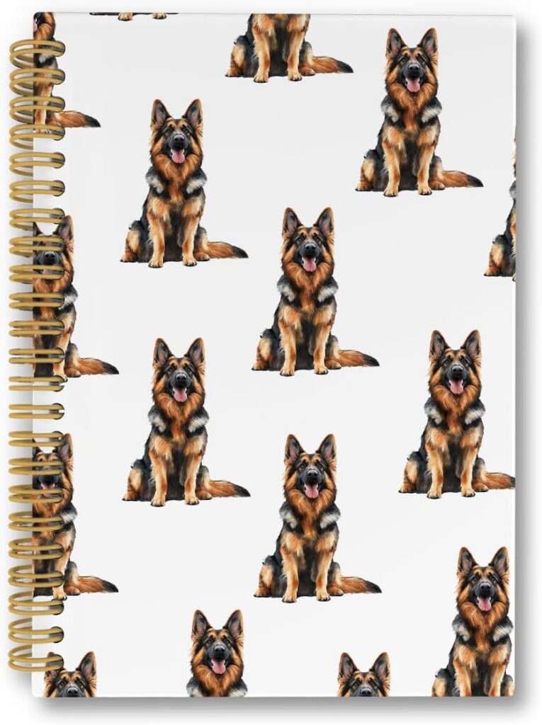 German Shepherd spiral notebook with all-over German Shepherd dog design