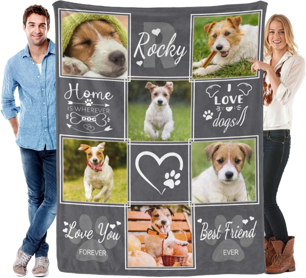 Best Personalized Dog Blankets in 2026 Personalized dog photo collage blanket with custom pet pictures