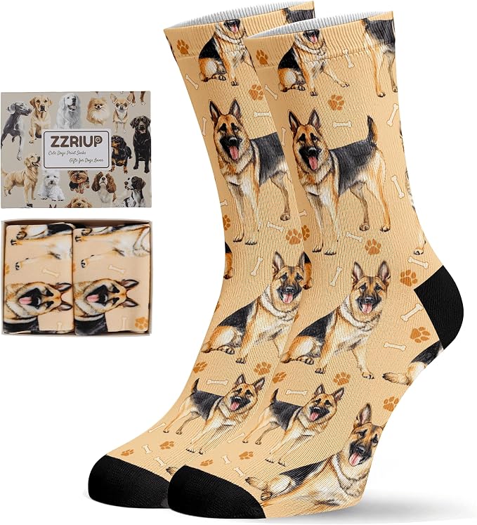 German Shepherd socks with all-over dog print gift for German Shepherd lovers