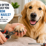 How Often Should You Trim Dog Nails? Dog having its nails trimmed with a dog nail clipper