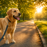 When Is It Too Hot to Walk Your Dog? Dog walking outdoors on a hot sunny day