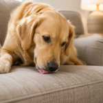 Why Does My Dog Lick the Couch? Common Reasons Explained Golden retriever licking a couch at home