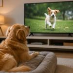 Can Dogs Watch TV? What Dogs Actually See on the Screen Dog watching television while relaxing on a couch