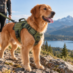 Best Dog Hiking Harnesses in 2026: 10 Picks for Safer Trail Adventures Golden retriever wearing a hiking harness on a mountain trail