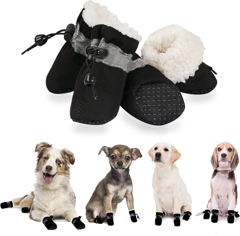 YAODHAOD winter dog boots with warm fleece lining for cold weather and snow