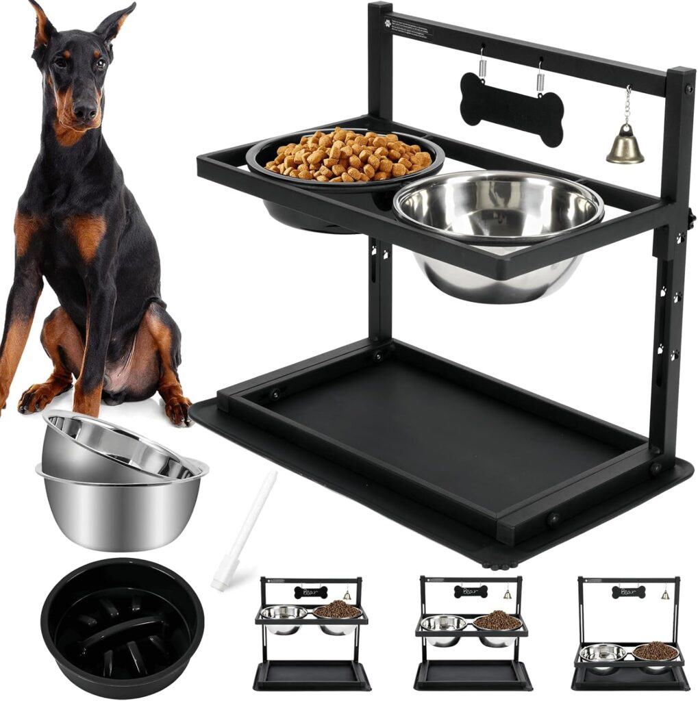 Best Elevated Slow Feeders for Large Dogs in 2026 SHAINFUN elevated slow feeder dog bowls with adjustable stand and spill-control mat