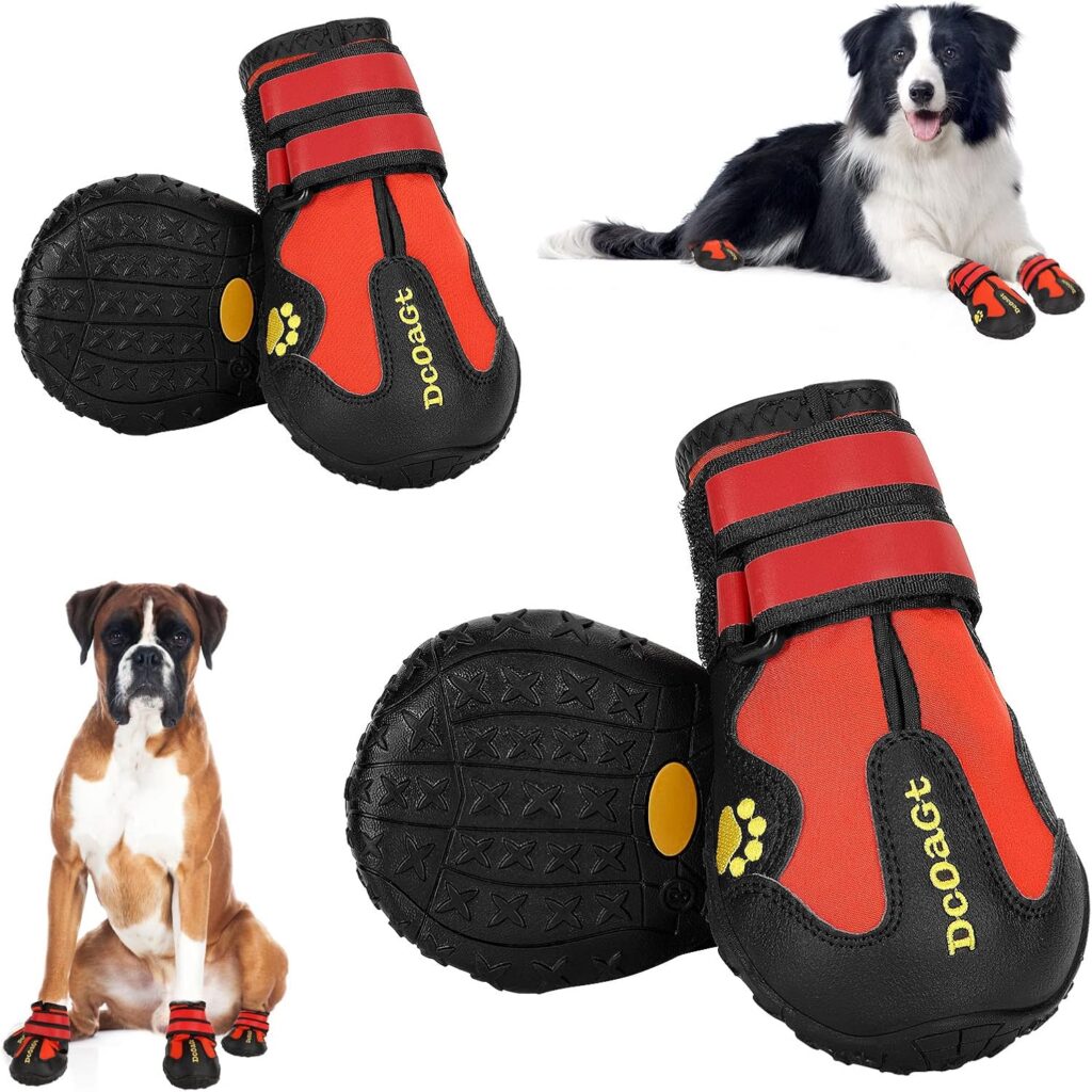DcOaGt dog shoes with anti-slip soles and adjustable straps for extra traction and outdoor walks