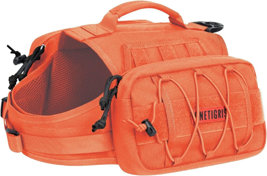 ONETIGRIS adjustable dog hiking backpack with storage pockets for outdoor adventures