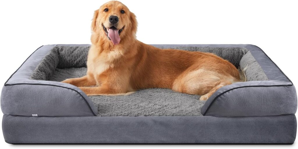 INVENHO orthopedic dog bed with low entry for senior dogs