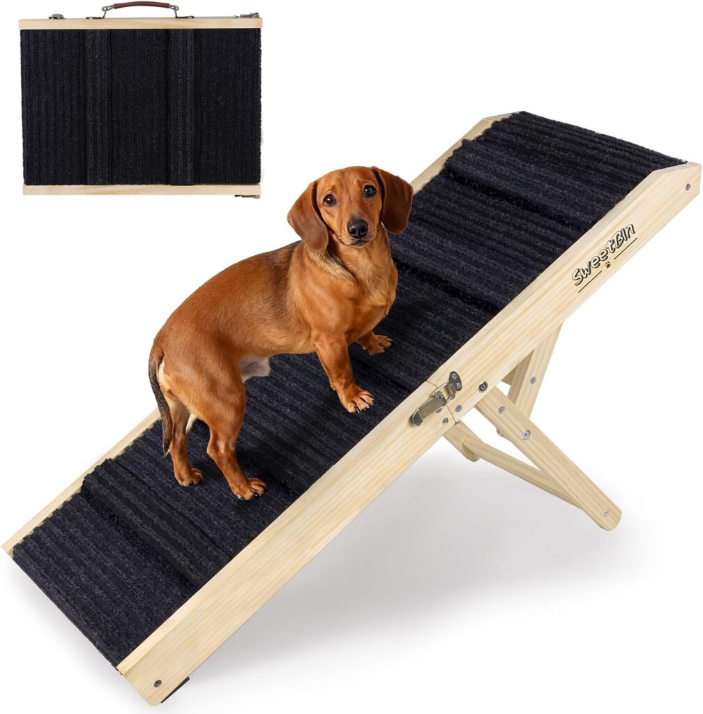 SweetBin adjustable dog ramp for senior dogs to reach beds and couches