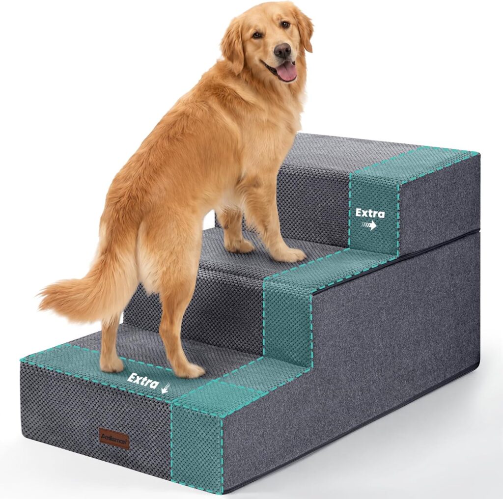 AODISMAN extra wide dog stairs for senior dogs reaching beds and couches