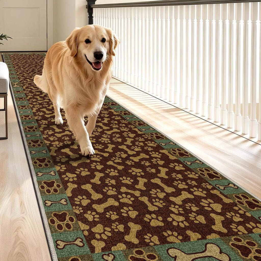 Waterproof non-slip runner rug for senior dogs on slippery floors