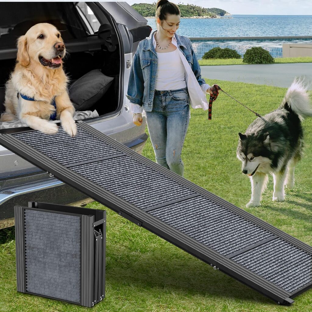 HerCcreta wigge foldable dog ramp for senior dogs getting into a car